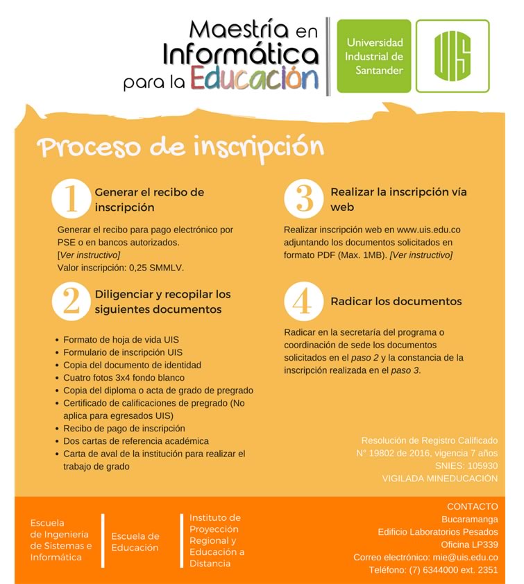 Image showing the enrollment process for the master's degree in informatics for education.
