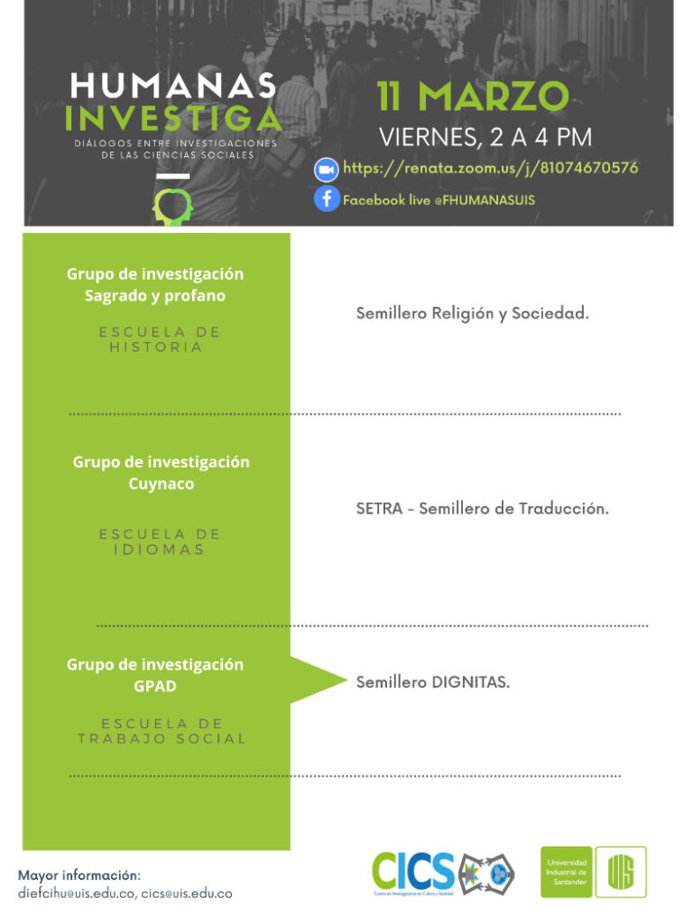 Image showing invitation to participate in the 'Humanas Investiga' socialization.