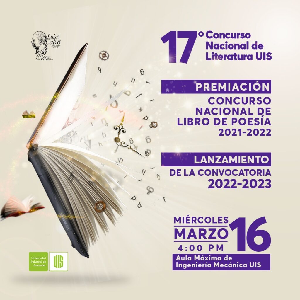 Poster of the 2021-2022 Concurso Nacional de Libro de Poesía Contest awards ceremony.