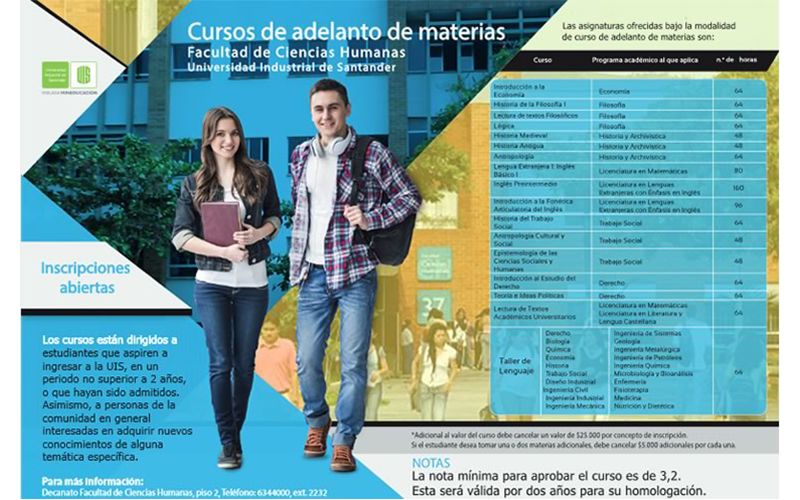 Image showing an informative poster of open enrollment for advanced courses.