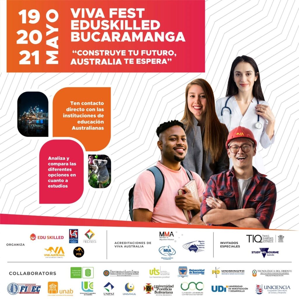 Póster informativo del Eduskilled, un evento para conocer oferta educativa de Australia.
