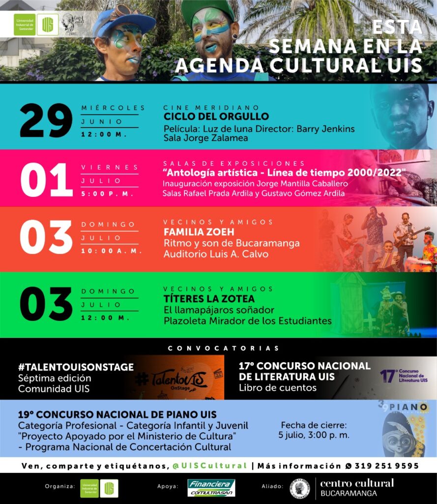 Imagen oficial de la programación cultural para esta semana en la UIS.