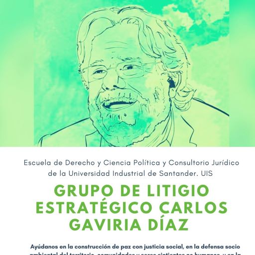 Afiche del Litigio Estratégico Carlos Gaviria Díaz, con la cara del  magistrado y político colombiano fallecido en 2015. 