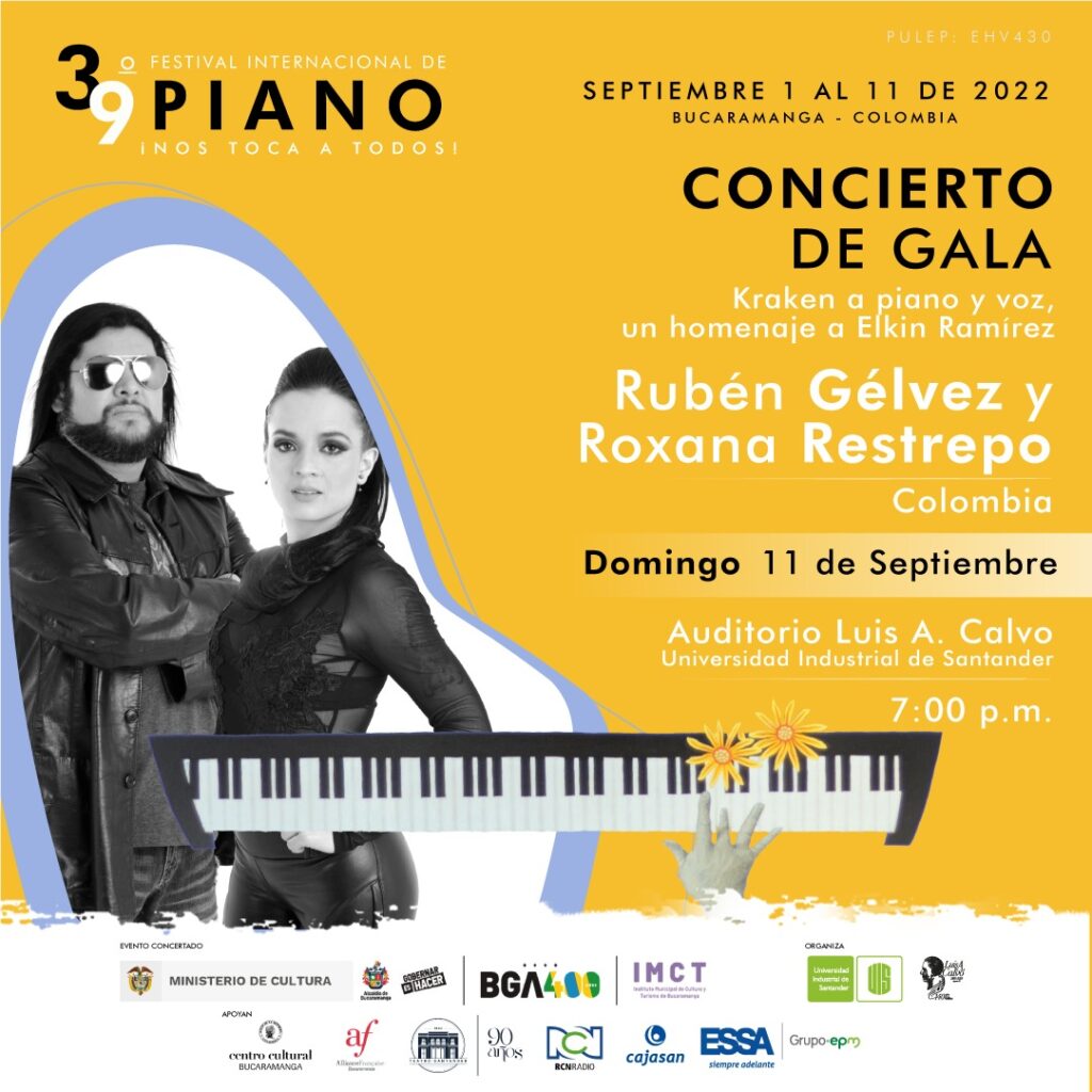 En las imágenes información con hora y fecha de los últimos dos conciertos de gala del Festival Internacional de Piano UIS.