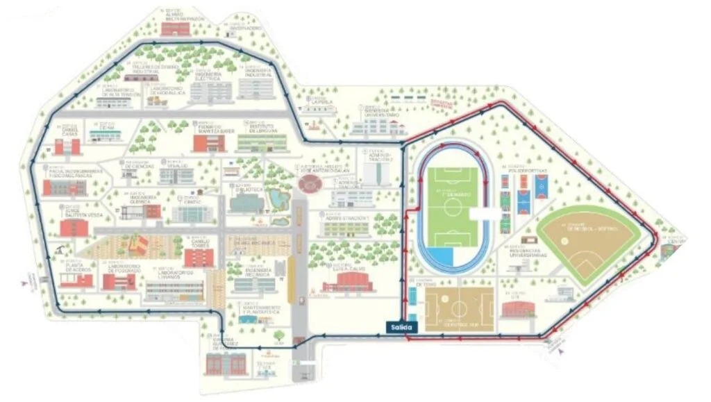 Este será el recorrido de la Carrera Atlética (5 kilómetros) en el Campus Central UIS.