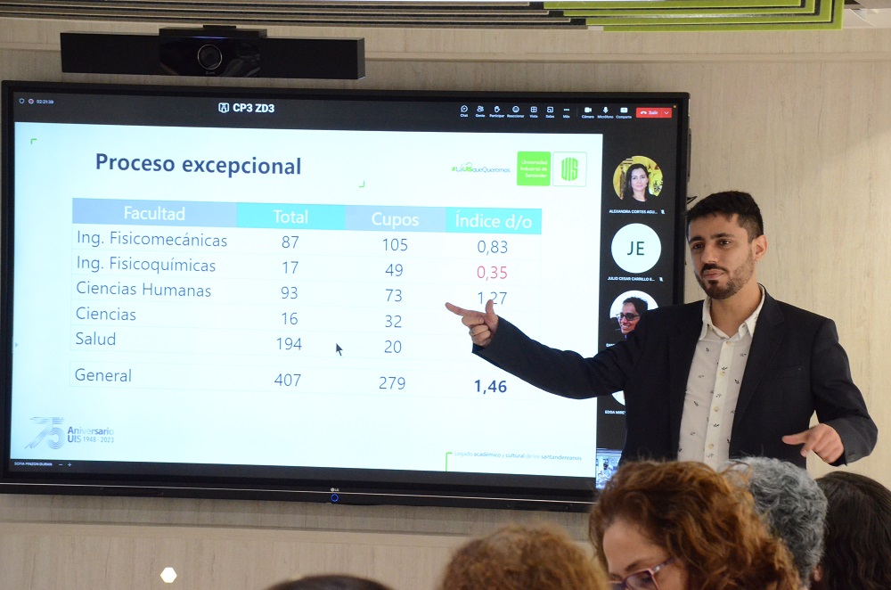 En primer plano, Camilo Londoño Sánchez, director de Admisiones y Registro Académico.