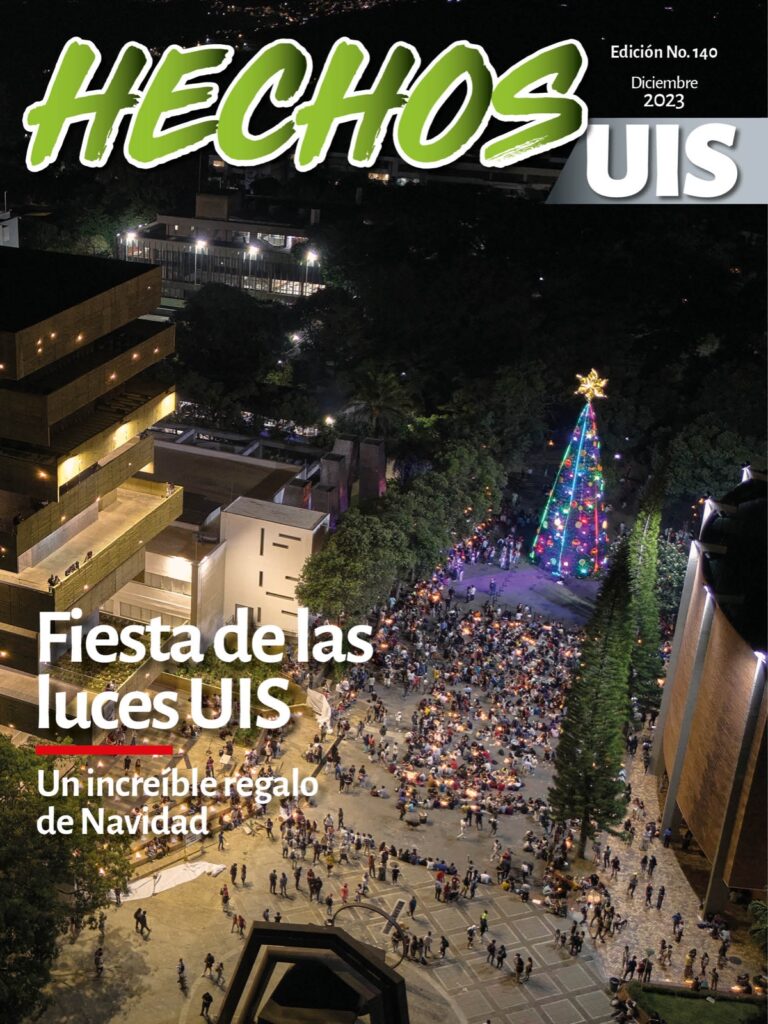 Portada de Hechos UIS edicion 140, con foto portada de la Fiesta de las luces UIS. 