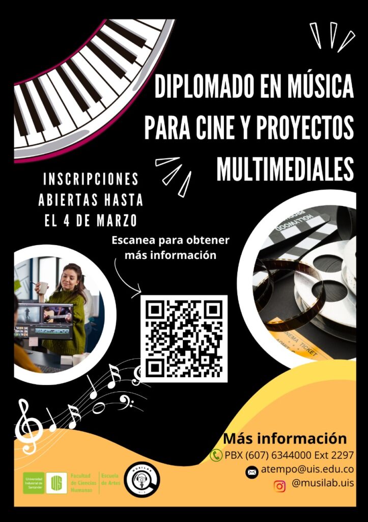 Pieza gráfica del diplomado en Música para cine y proyectos multimediales 