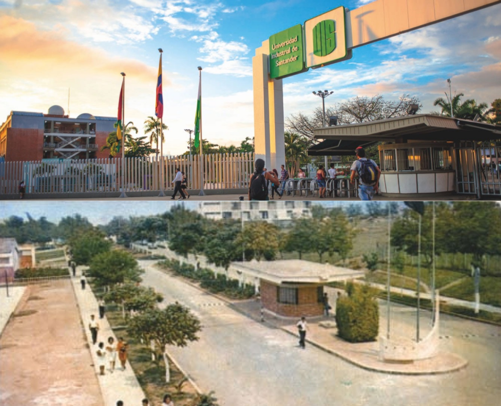 Imagen del antes y ahora de la entrada de la UIS