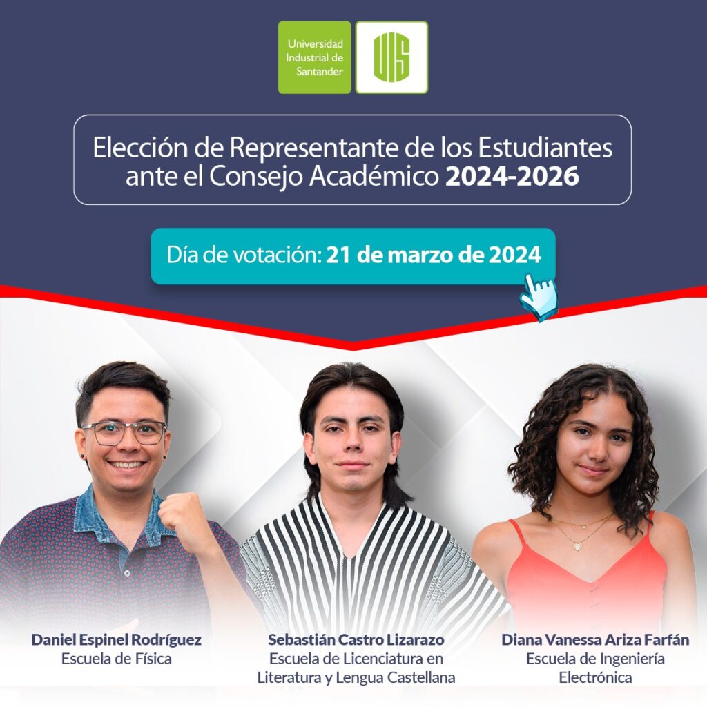 Imagen informativa-promocional  de la elección de representantes de los estudiantes en el Consejo Académico  