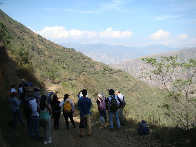 Imagen de miembros del semillero Los Cloroplastos en uno de los caminos de la región.