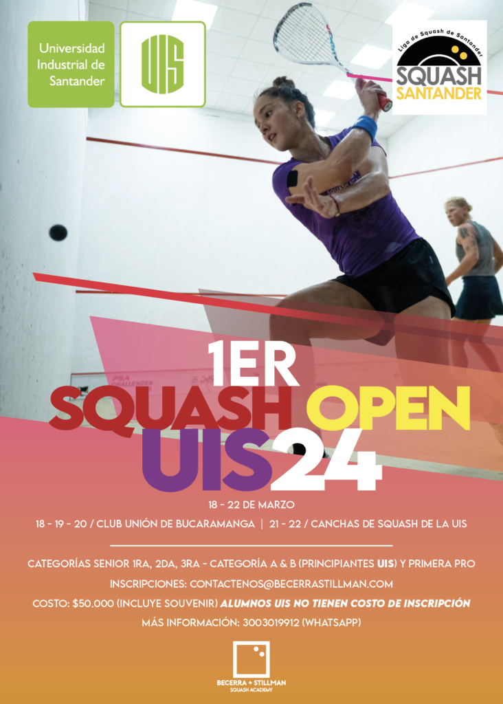 Pieza gráfica del Primer Abierto de Squash 2024