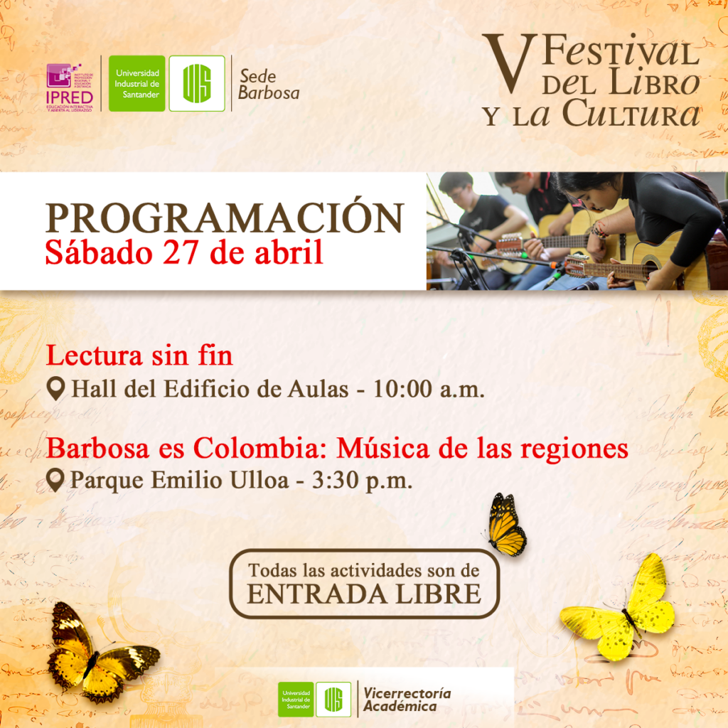 Pieza gráfica del V Festival del Libro y la Cultura UIS Barbosa