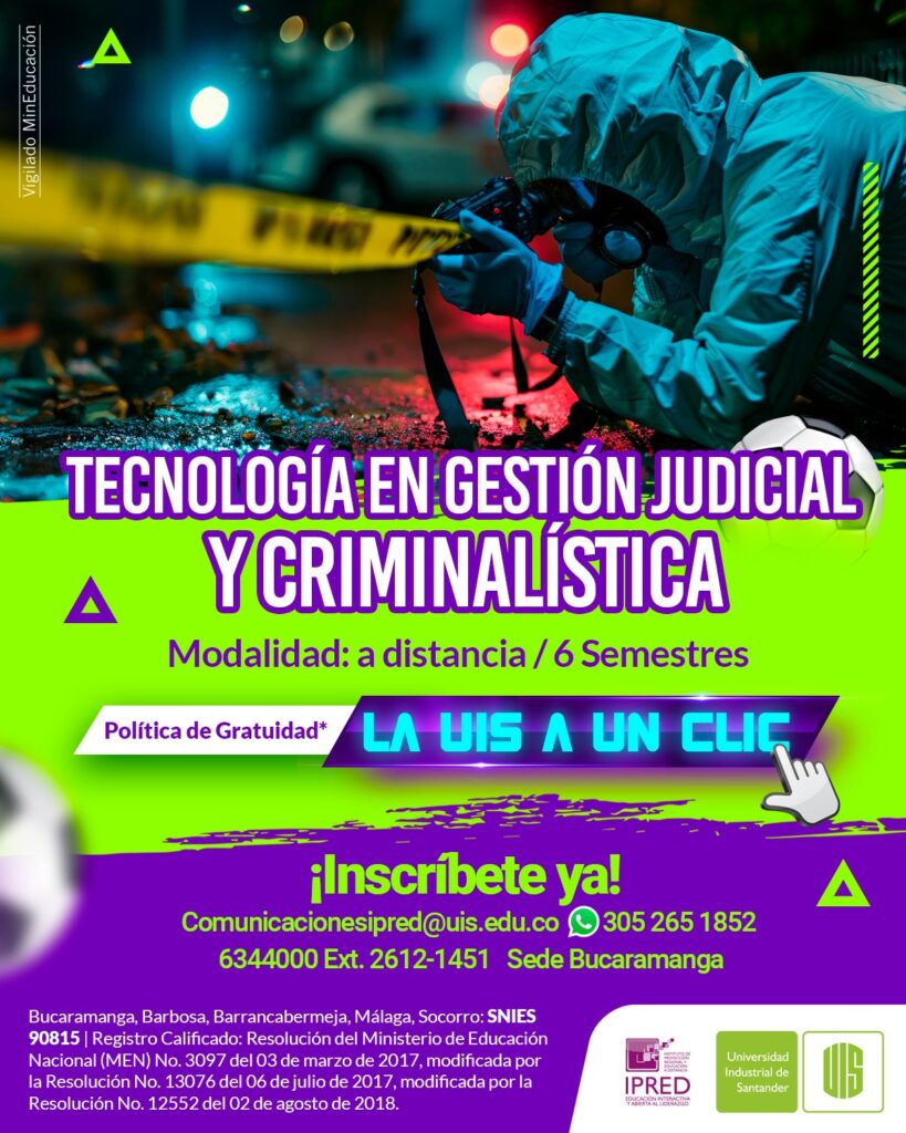 Pieza gráfica del programa del IPRED en  Tecnología en Gestión judicial y criminalística