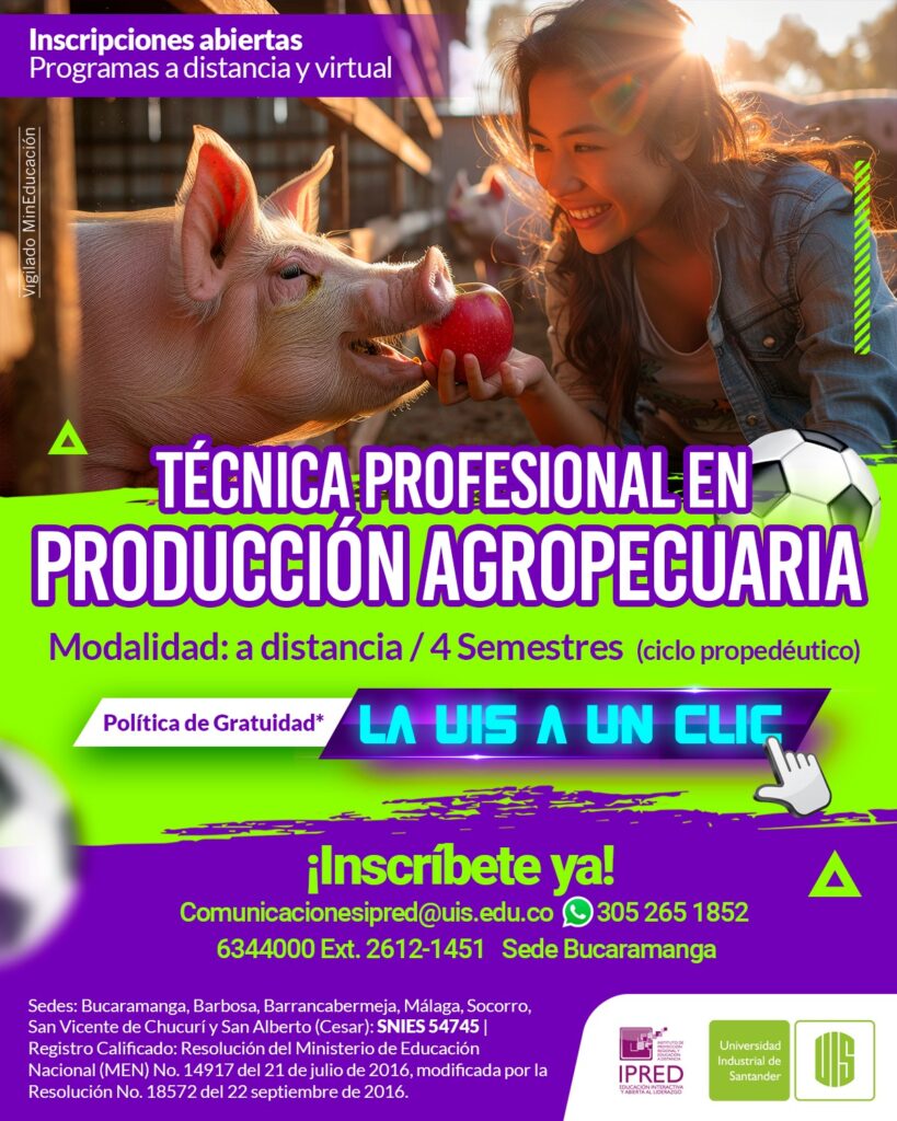 Pieza gráfica del programa del IPRED en Técnica profesional en Porducción Agropecuaria 