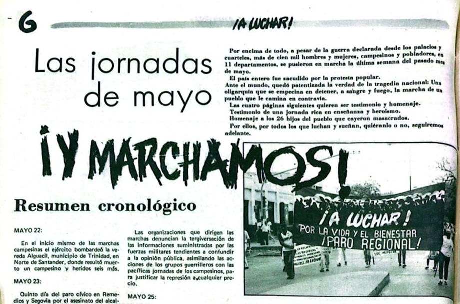 Recorte de prensa de las jornadas de mayo de 1988