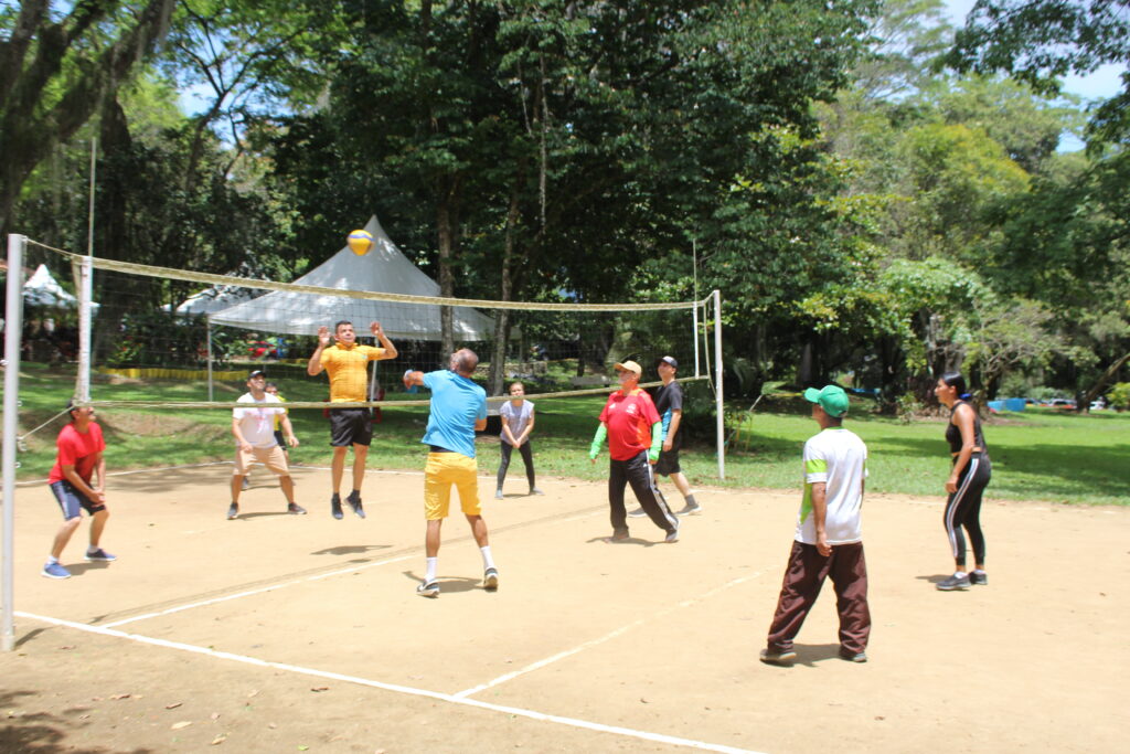 Profesores durante juego de voleibol