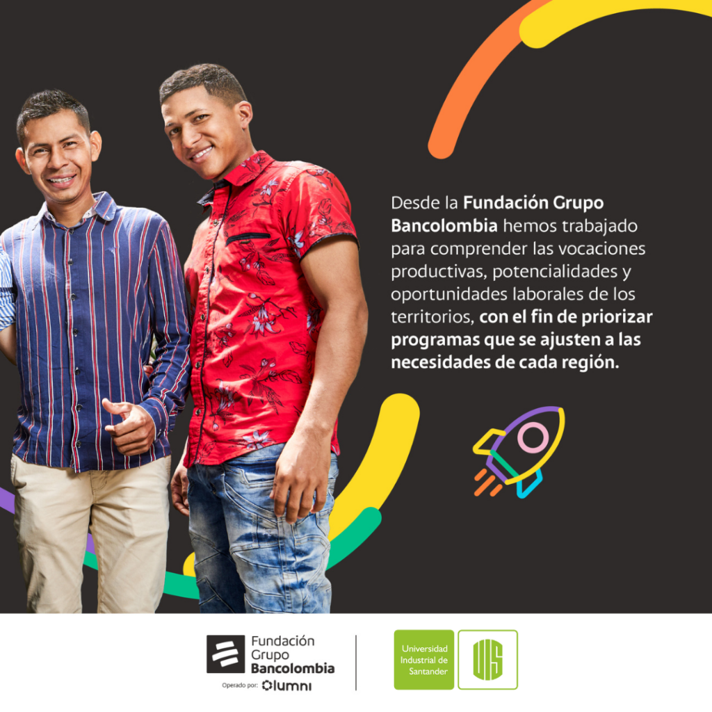 Imagen que resalta el compromiso de la Fundación Grupo Bancolombia en potenciar oportunidades laborales en la juventud colombiana.