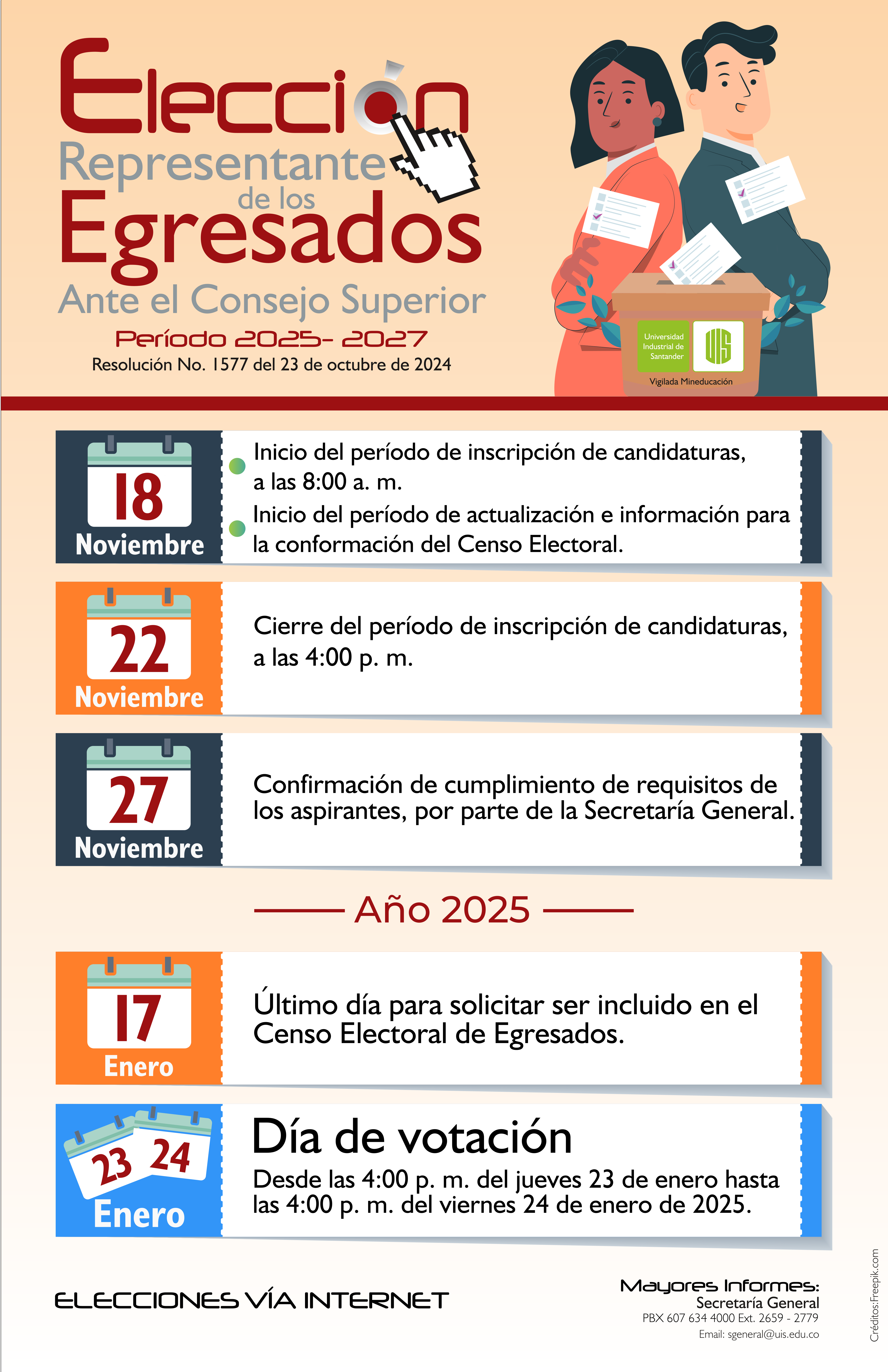 Pieza gráfica sobre la elección del Representante de los Egresados ante el Consejo Superior