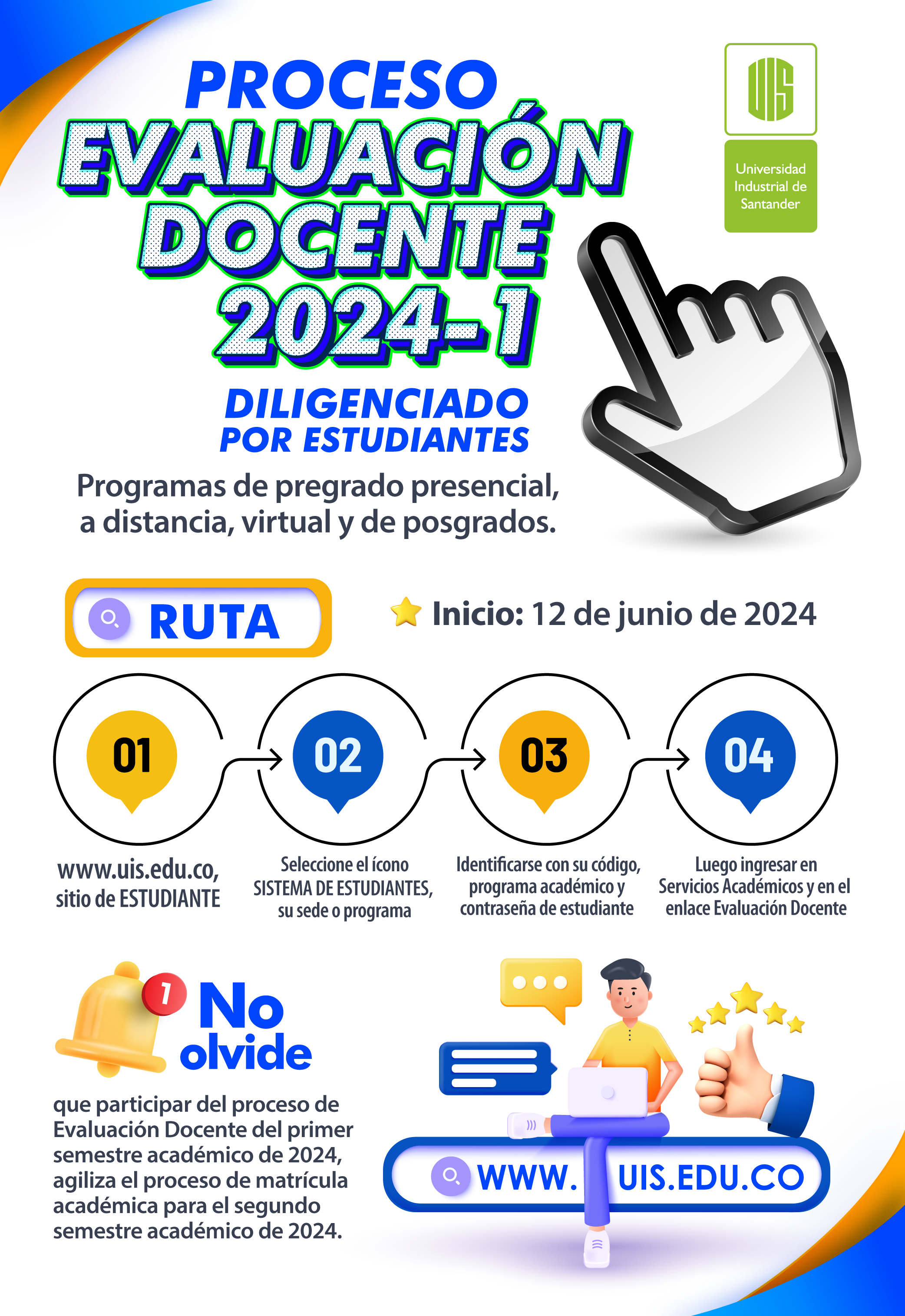 Pieza gráfica del proceso evaculación docente 2024-1