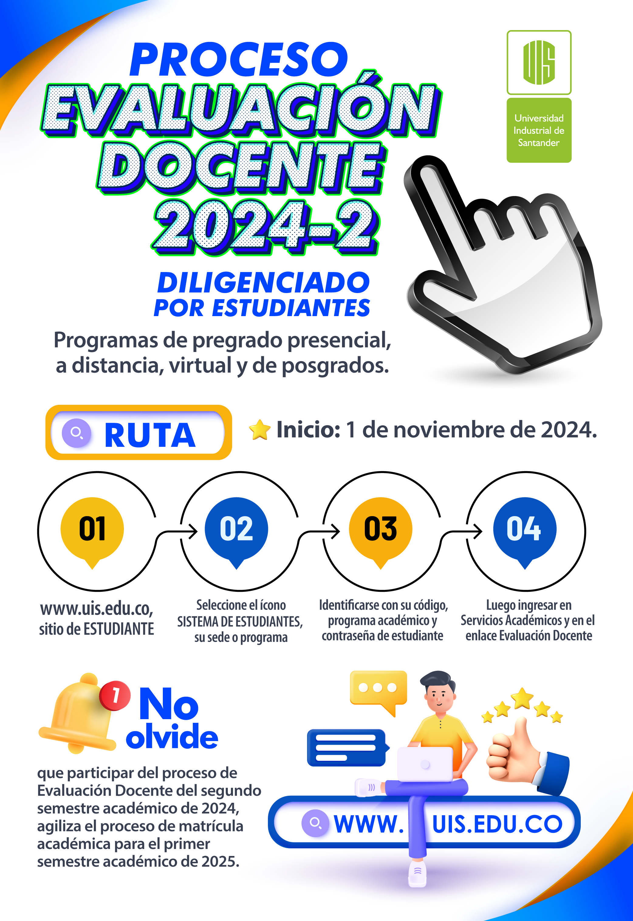 Pieza gráfica del proceso evaluación docente 2024-1