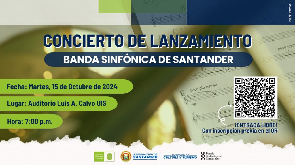 Pieza gráfica con la invitación al Concierto de Lanzamiento de la Banda Sinfónica de Santander