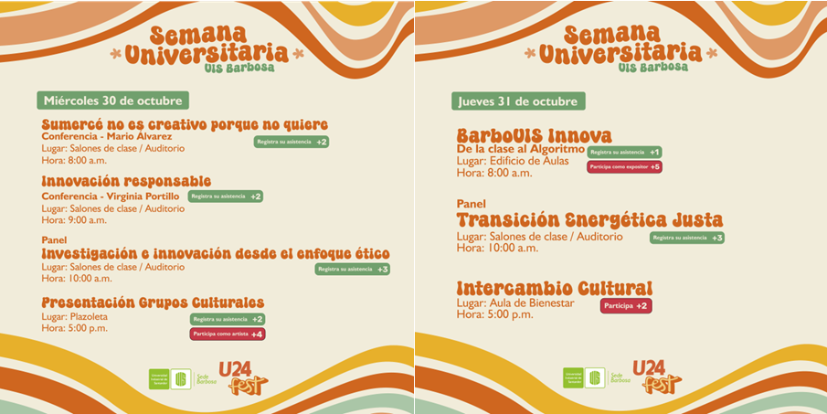 Pieza gráfica de la Semana Universitaria se une al U24 Fest con la programación del 30 y 31 de octubre