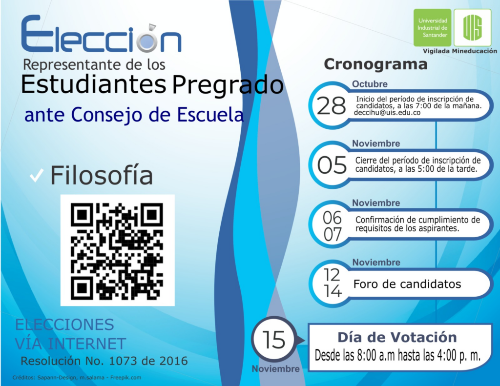 Pieza gráfica del proceso de Elección del Representante de Estudiantes Pregrado ante el Consejo de Escuela de Filosofía