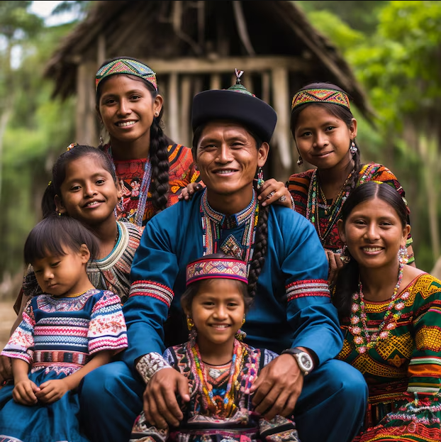 Imagen alusiva a una familia indígena Muisca en Colombia.