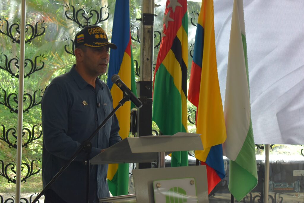 Imagen del gobernador de Santander, Juvenal Díaz Mateus, en la presentación del plan. 