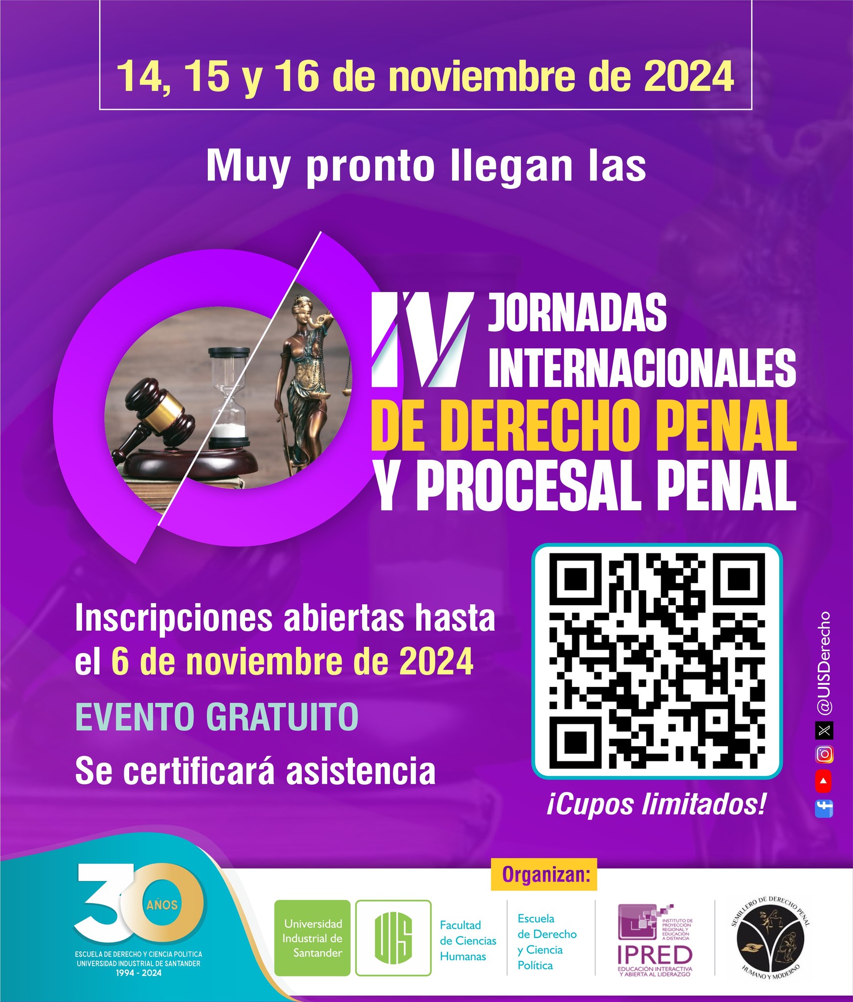 Publicidad evento IV jornadas de derecho penal y procesal penal de la Escuela de Derecho