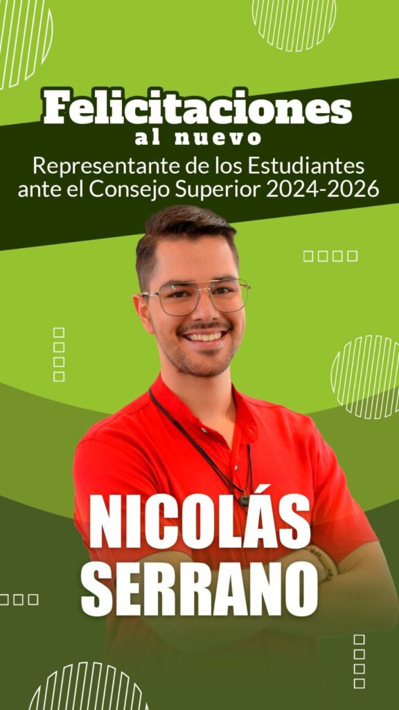 Nicolás David Serrano Güiza es el nuevo Representante de los Estudiantes ante el Consejo Superior