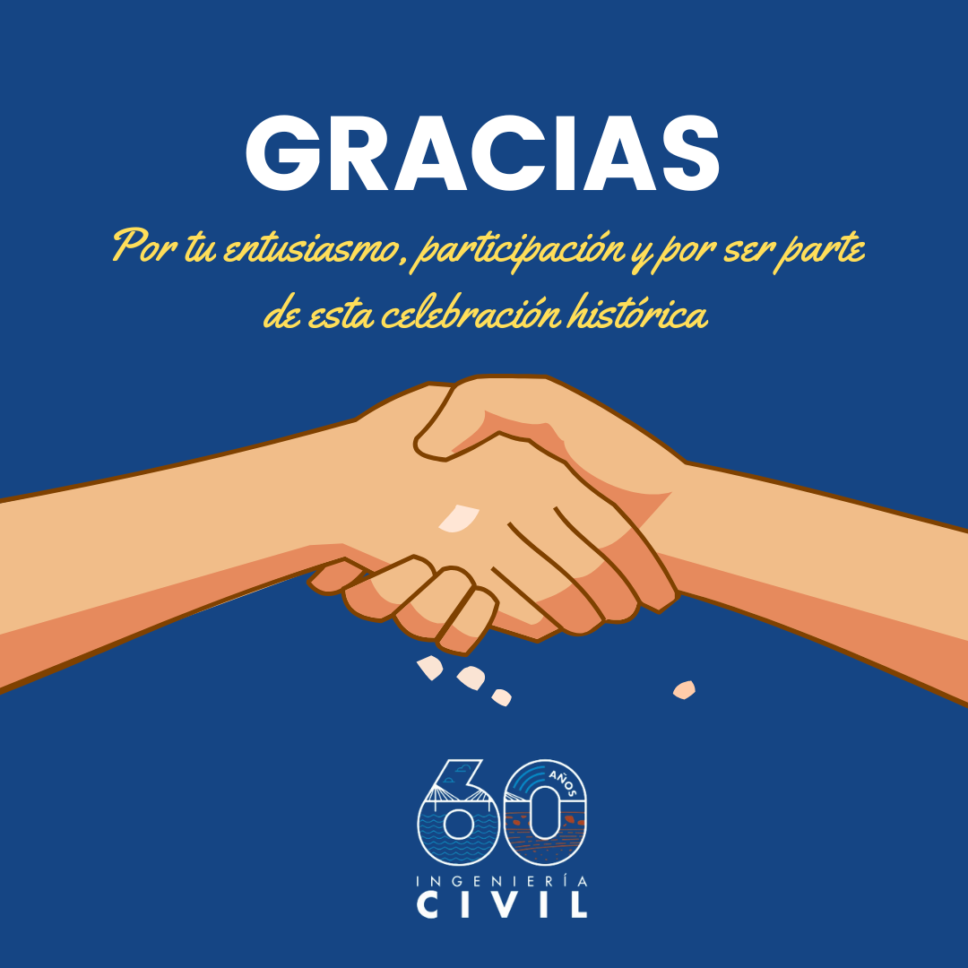 Pieza gráfica de agradecimiento por la conmemoración de 60 años de Ingeniería Civil.