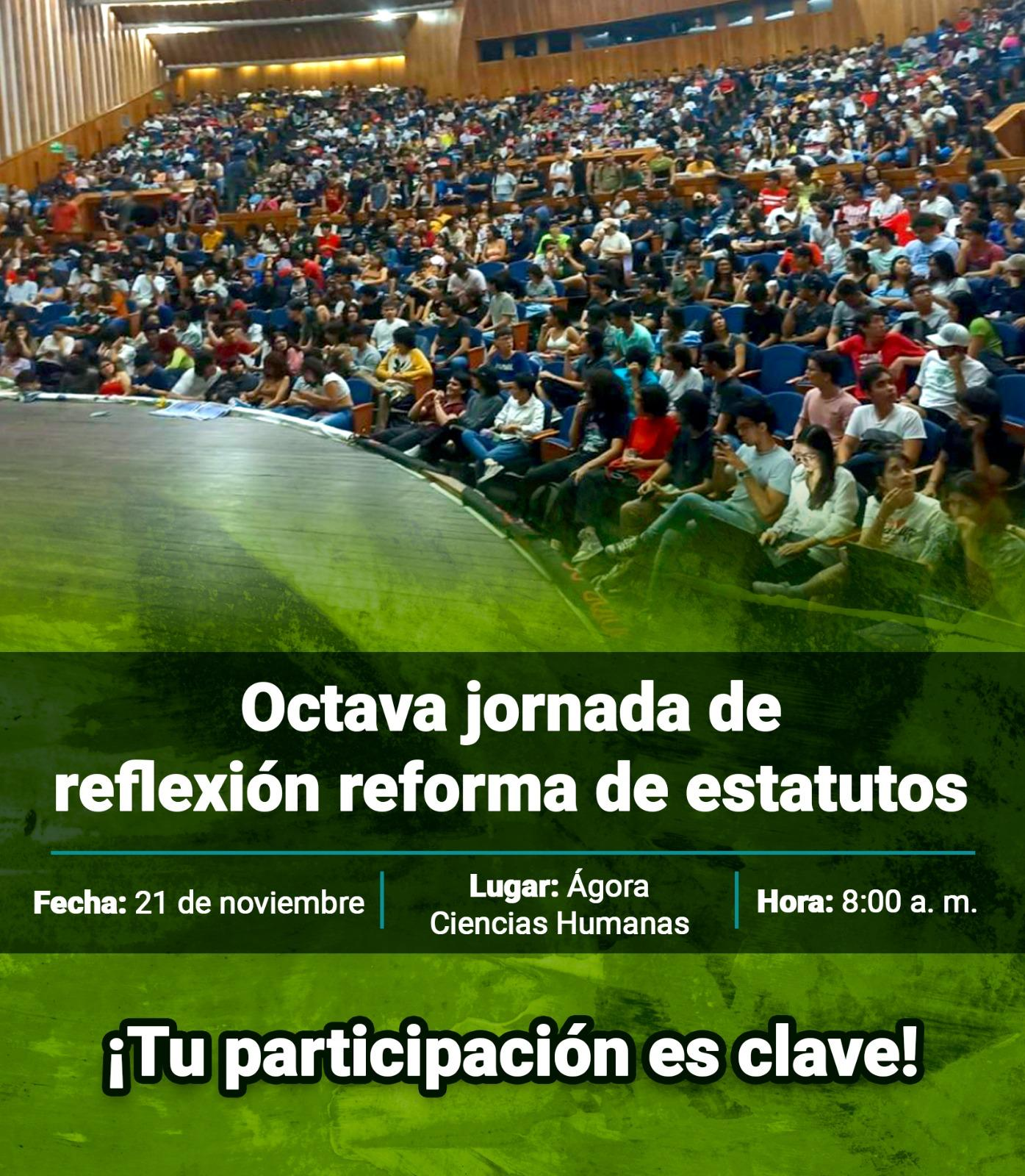 Pieza gráfica de la Octava jornada de reflexión reforma de estatutos.