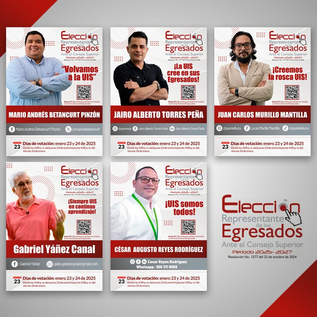 Flayer candidatos proceso de Elección de Representante de los Egresados