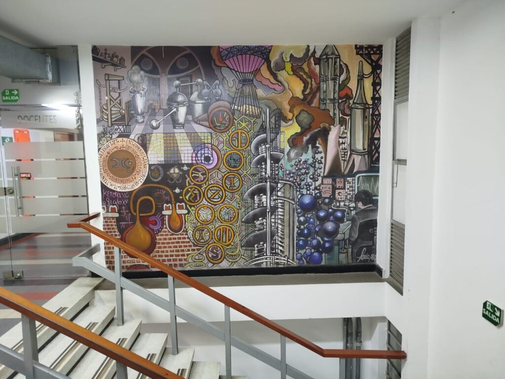 Estado actual del mural en el segundo piso del edificio de Ingeniería Química UIS.