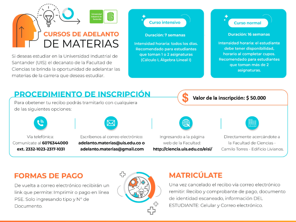 Pieza gráfica con información sobre el Curso de adelanto de materias 