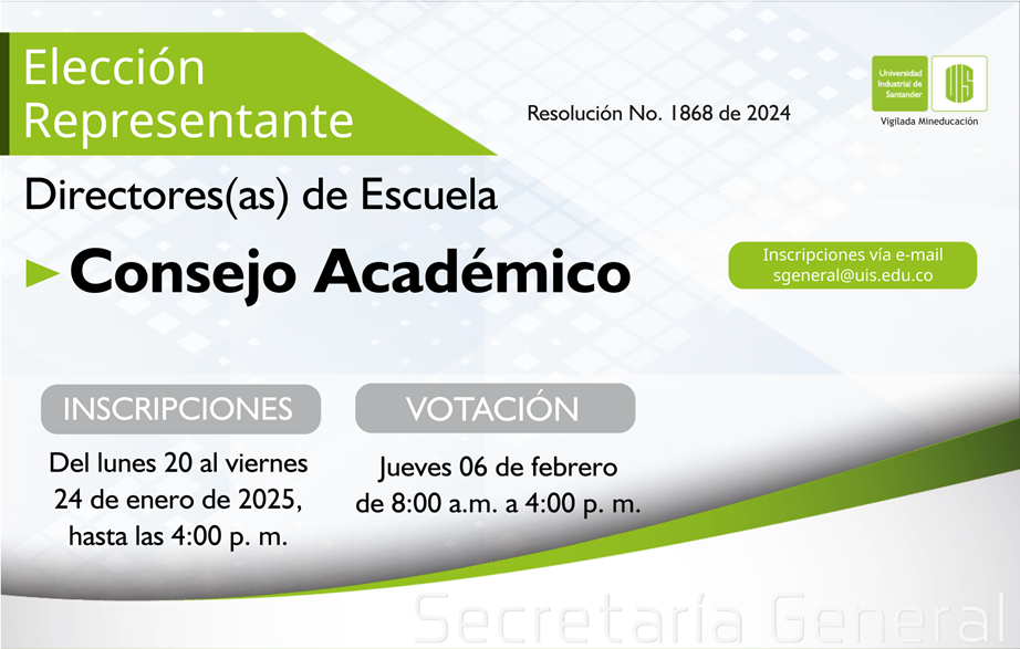 Flyer con información sobre la elección de representante a Directores de Escuela del Consejo Académico