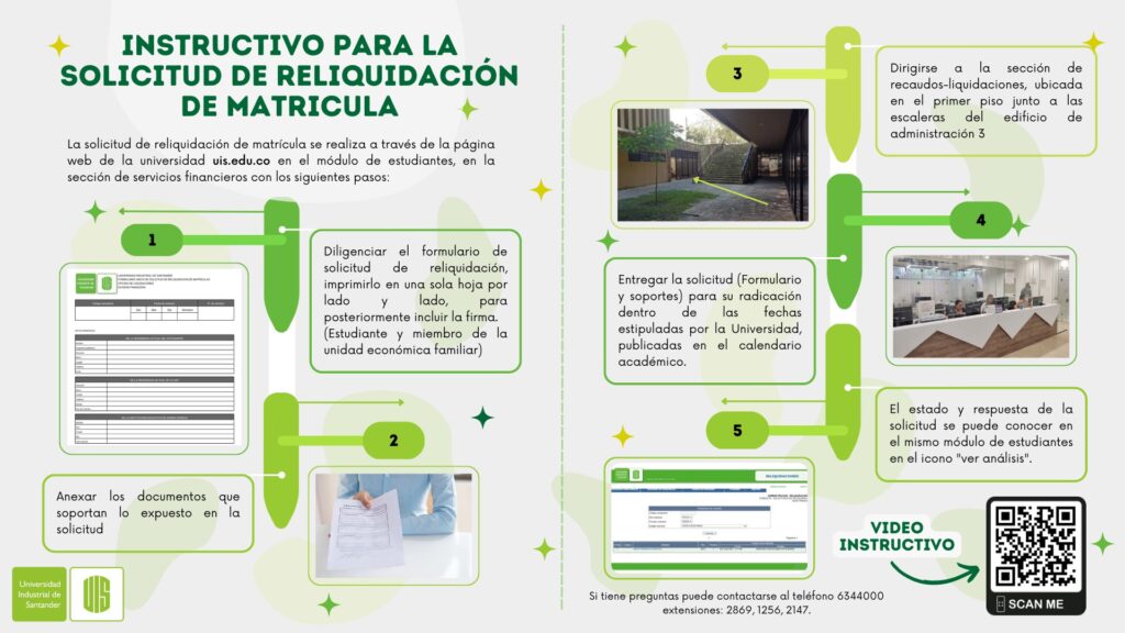 Volante con instructivo para solicitar reliquidación de matrícula