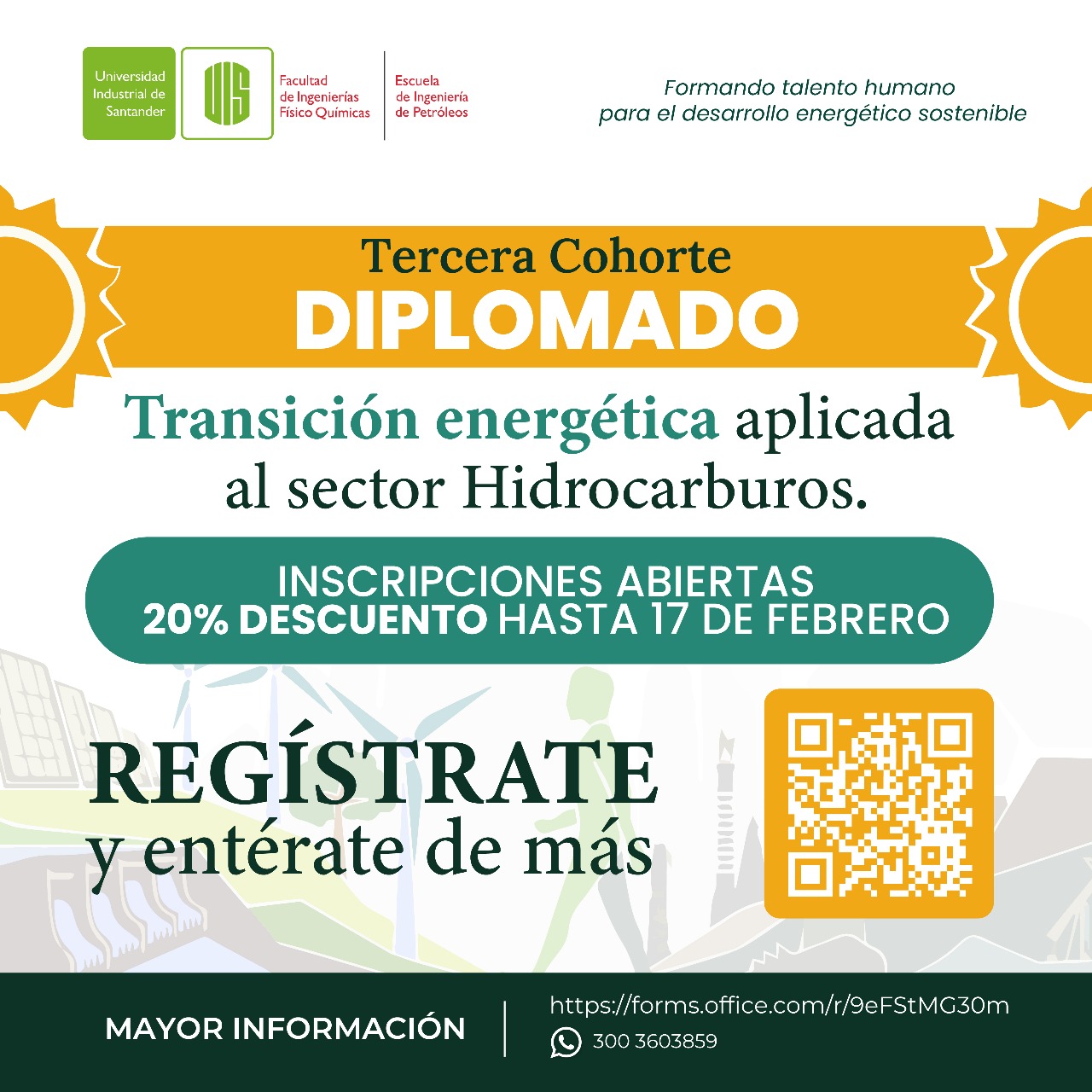 Flyer del diplomado en Transición energética aplicada al sector hidrocarburos