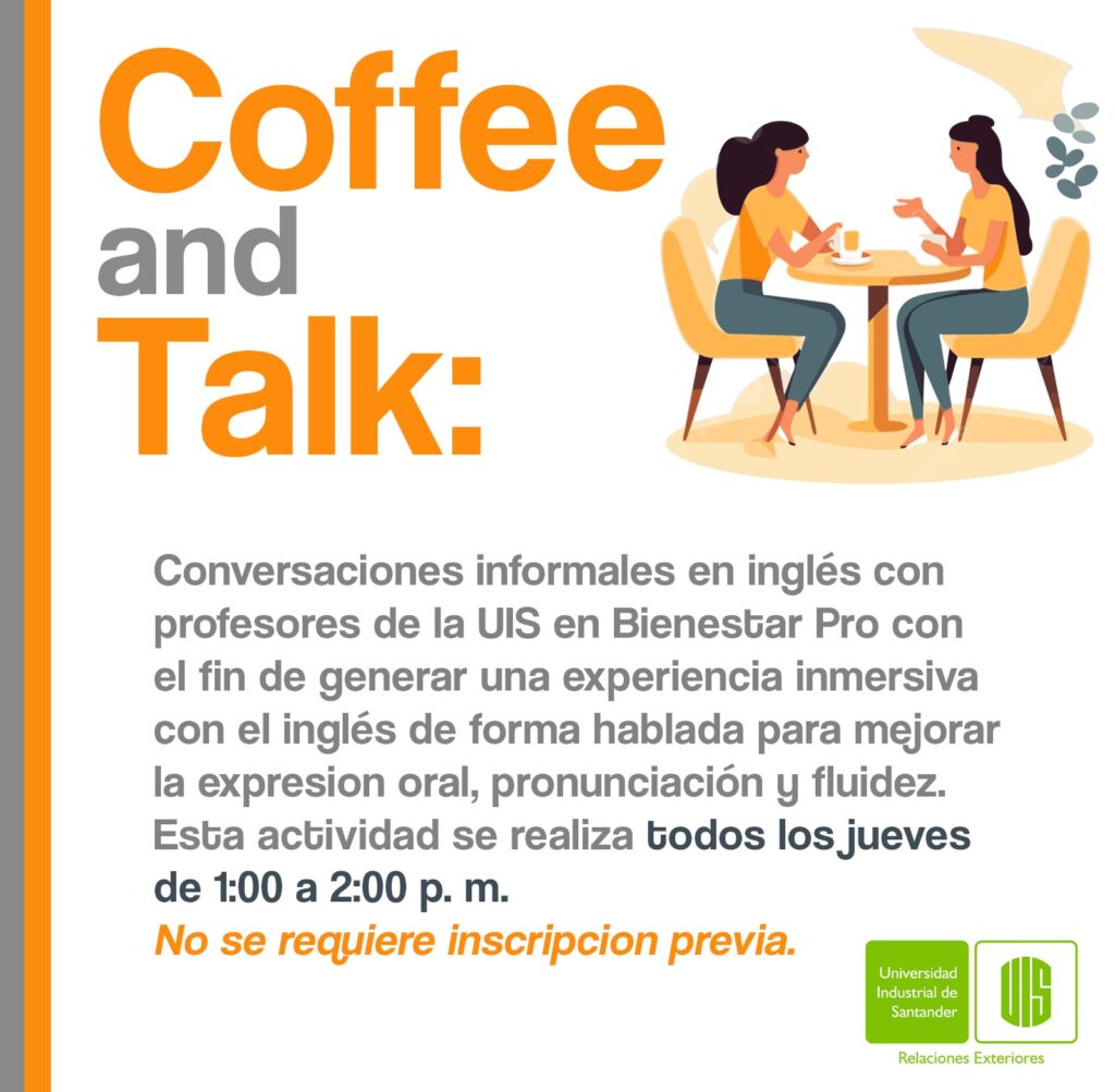 Línea gráfica alusiva al club conversacional en inglés “Coffee and Talk” de la UIS. 