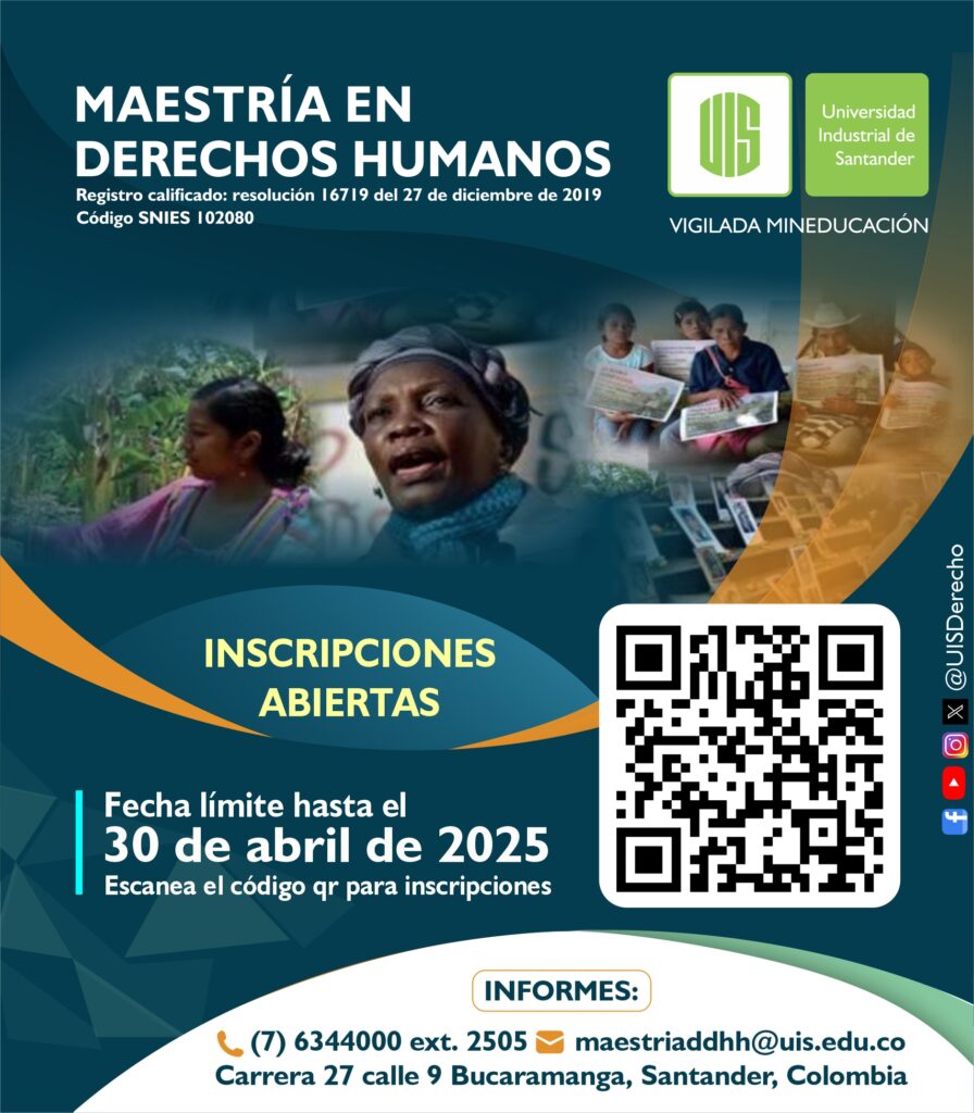 Línea gráfica inscripciones maestría en derechos humanos UIS 2025.