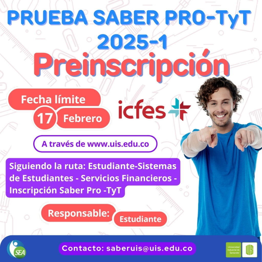 Banner informativo y promocional de las prueba Saber PRO y TyT de 2025-1