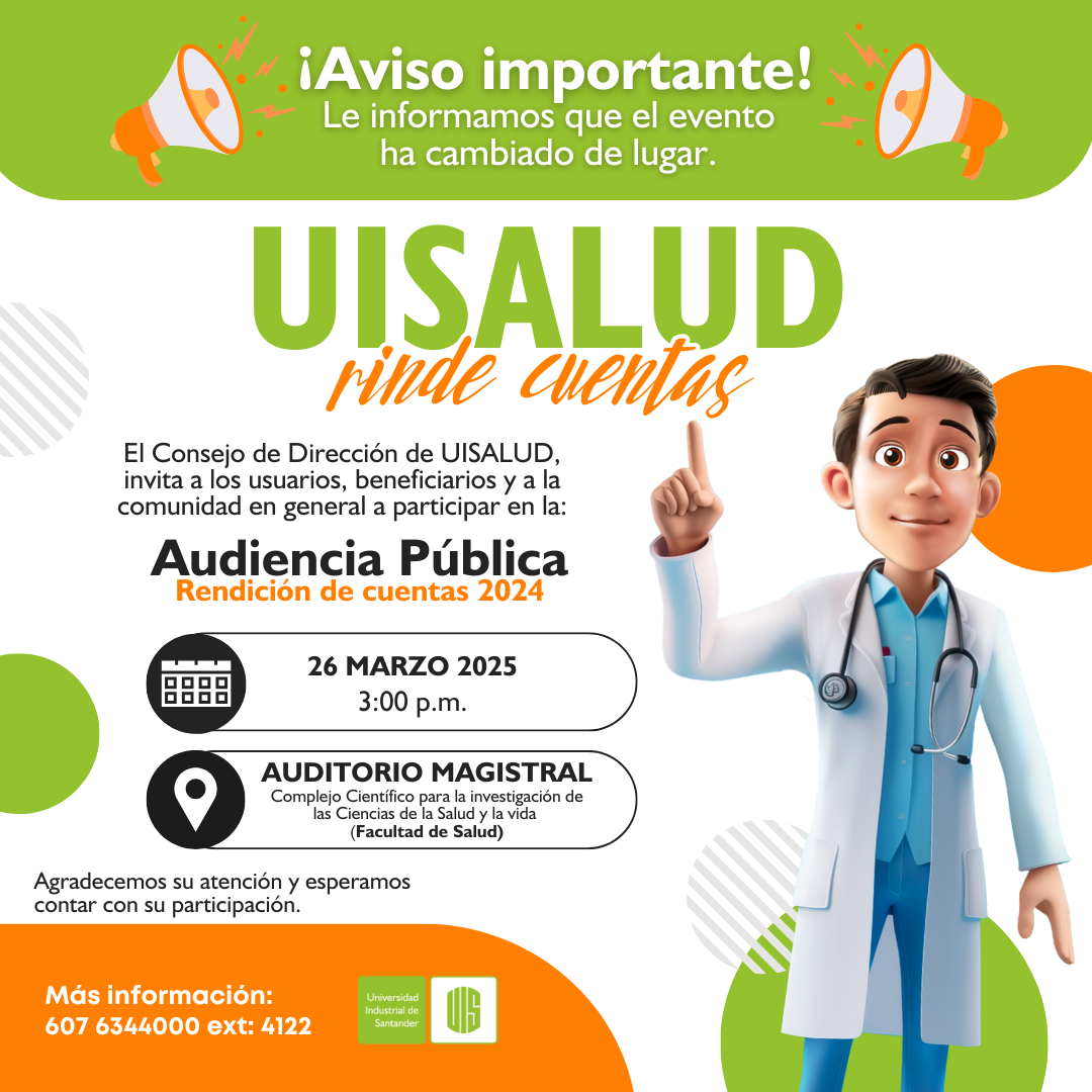 Pieza gráfica de la invitación a la rendición de cuenta UISALUD