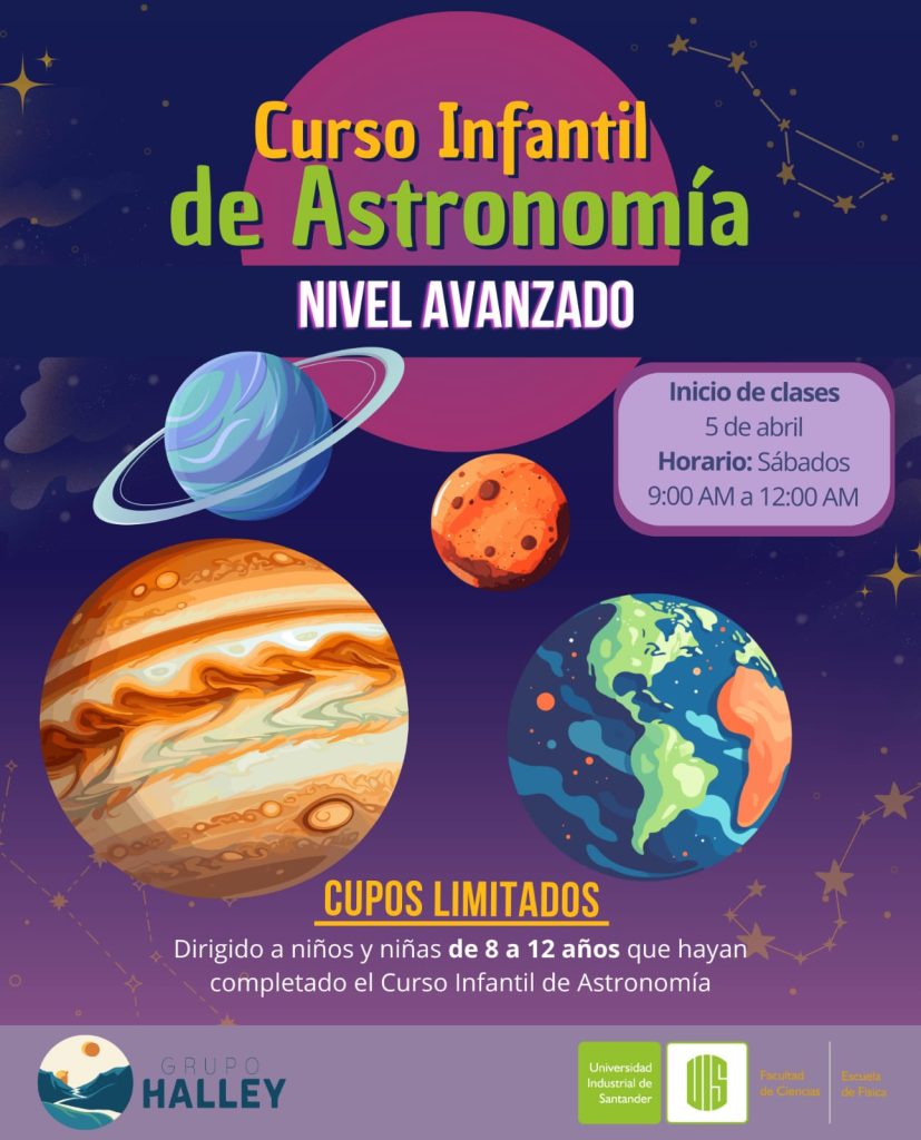 Imagen que muestra un afiche publicitario del curso de astronomía