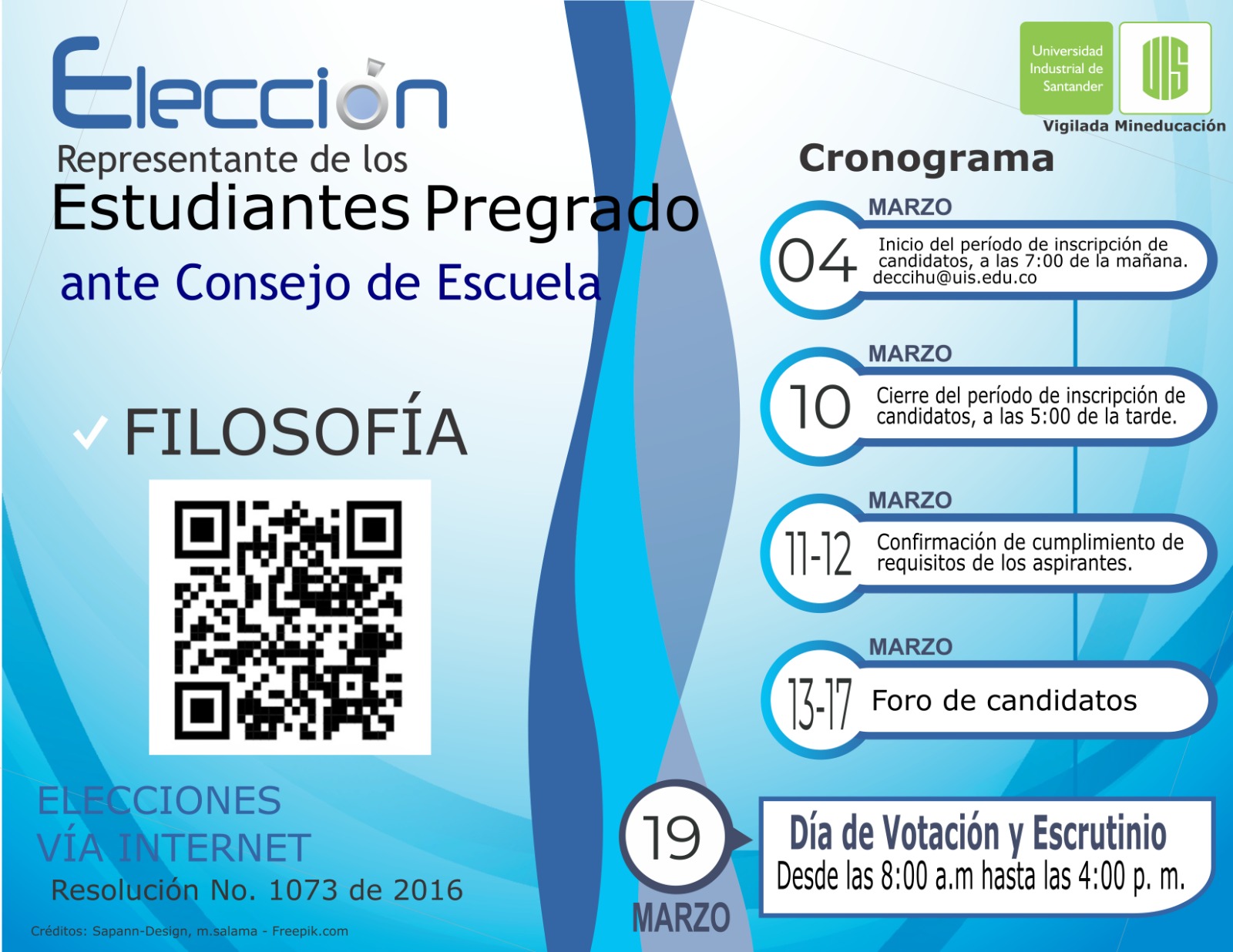 Flyer para Representante de Estudiantes ante el Consejo de Escuela de Filosofía