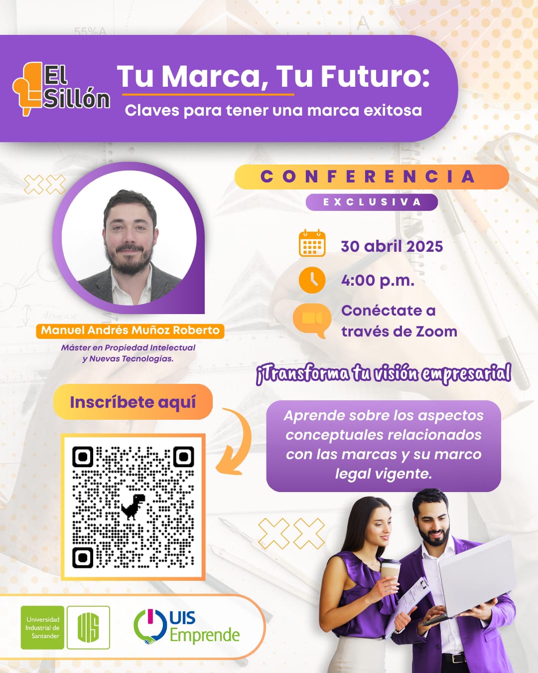 Pieza gráfica del evento de UIS Emprende sobre claves para tener una marca exitosa