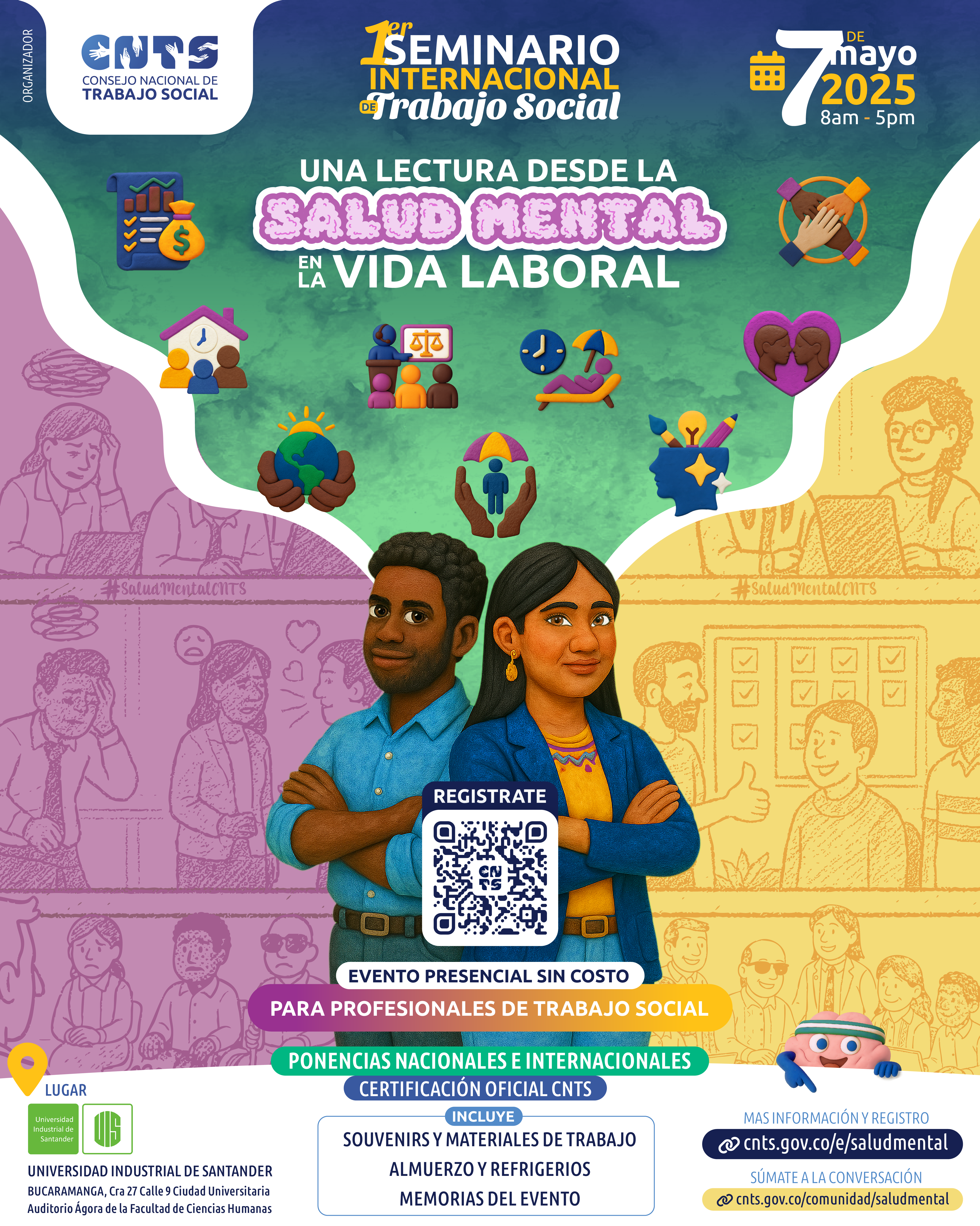 Línea gráfica primer seminario internacional de trabajo social