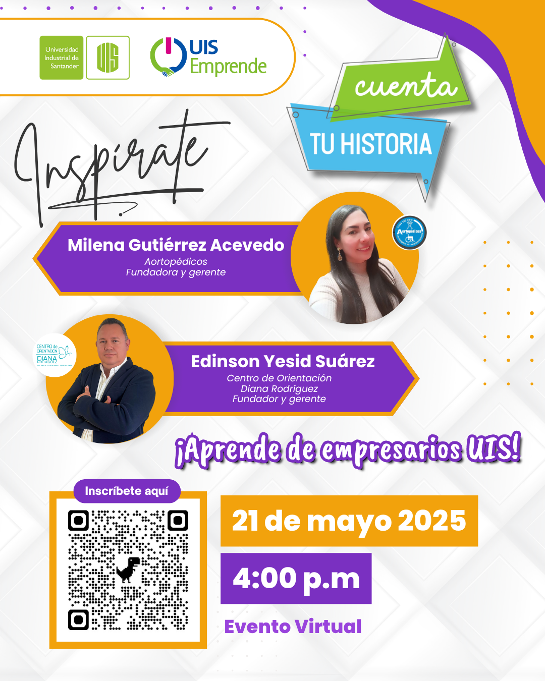 Imagen del conversatorio Cuenta tu historia con empresarios del sector salud, egresados UIS