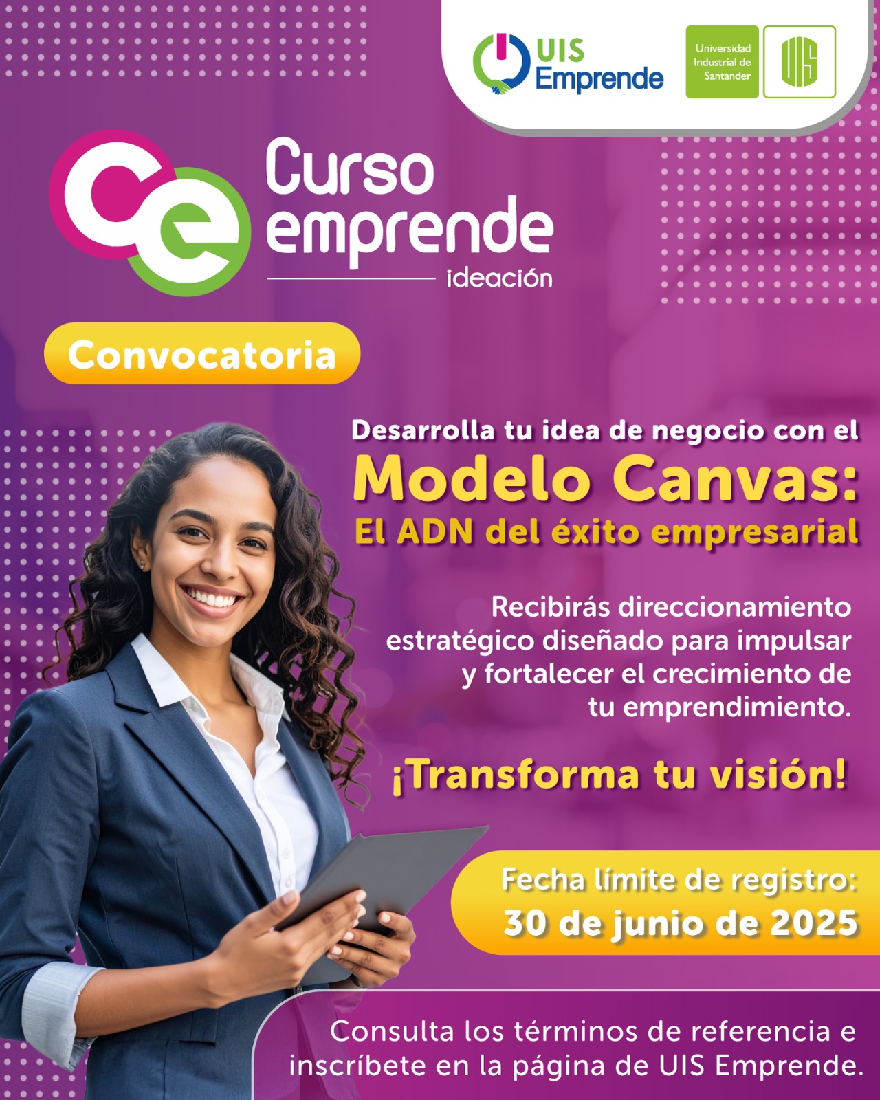 Pieza gráfica Curso Emprende Ideación de UIS Emprende